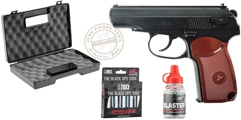 Pack pistolet à plomb CO2 BORNER PM-X - Cal 4.5 mm BB