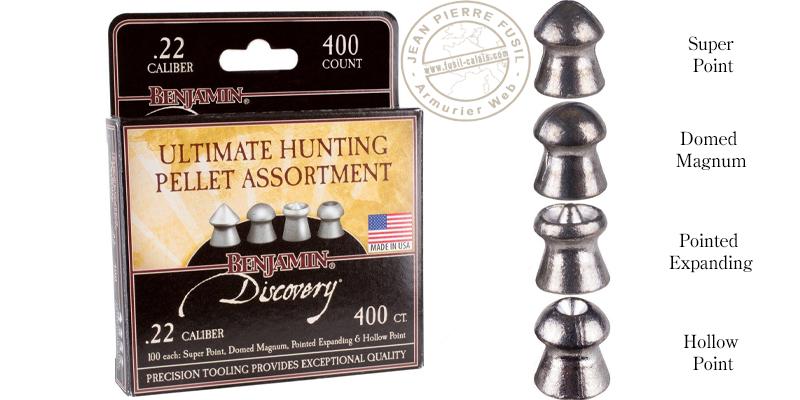 Lot de 4 x 100 plombs CROSMAN 5,5 mm - Ultimate Hunting Assortment