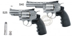 Revolver à plombs 4.5mm CO2 UMAREX Legends S25, S40 ou S60 - Finition Argent (2,8 à  3,5 Joules)